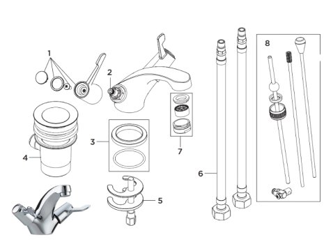 Bristan Lever Basin Mixer Tap With Waste - Chrome (VAL2 BAS C CD) spares breakdown diagram
