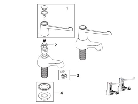 Bristan Lever Basin Taps With 6" Levers - Chrome (VAL2 1/2 C 6 CD) spares breakdown diagram