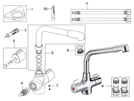 Bristan Manhattan Easyfit Sink Mixer - Chrome (MH SNK EF C) spares breakdown diagram