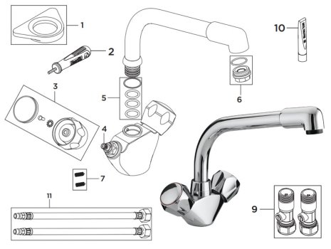 Bristan Matrix Easyfit Sink Mixer - Chrome (CM SNK EF C) spares breakdown diagram