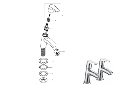 Bristan Orta Basin Taps - Chrome (OR 1/2 C) spares breakdown diagram