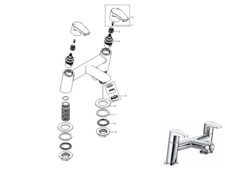 Bristan Orta Bath Filler Tap - Chrome (OR BF C) spares breakdown diagram