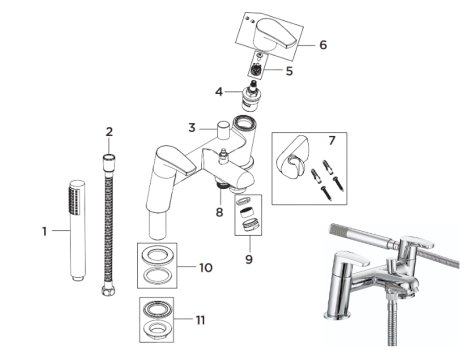 Bristan Orta Bath Mixer Shower - Chrome (OR BSM C) spares breakdown diagram