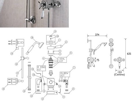 Bristan Osborne exposed thermostatic shower valve spares breakdown diagram