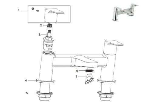 Bristan Pisa Bath Filler Tap - Chrome (PS2 BF C) spares breakdown diagram