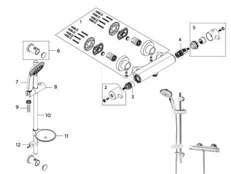 Bristan Prism Safe Touch Bar Shower With Adjustable Kit & Fast Fit Fixings (PM SHXMMCTFF C) spares breakdown diagram