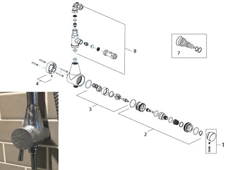 Bristan Prism exposed Mini Twinline shower with kit (PM MTLSHX C) spares breakdown diagram