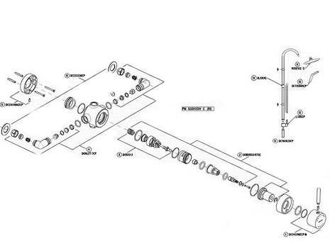 Bristan Prism single lever exposed shower with rigid riser and diverter spares breakdown diagram