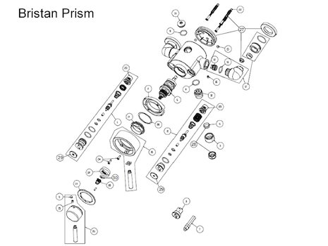 Bristan Prism exposed thermostatic shower - Mk 2 spares breakdown diagram