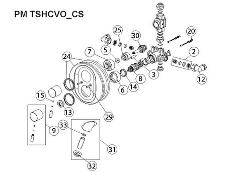Bristan Prism recessed shower valve (PM TSHCVO CS) spares breakdown diagram