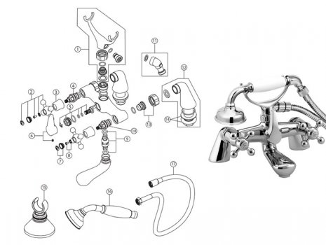 Bristan Regency bath shower mixer - chrome (R LBSM C) spares breakdown diagram