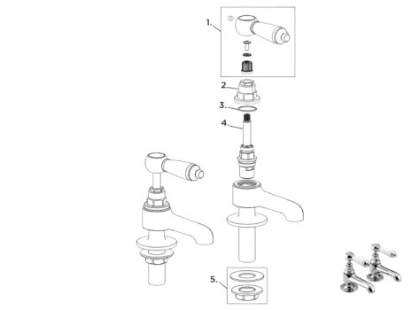 Bristan Renaissance Basin Taps - Chrome (RS2 1/2 C) spares breakdown diagram