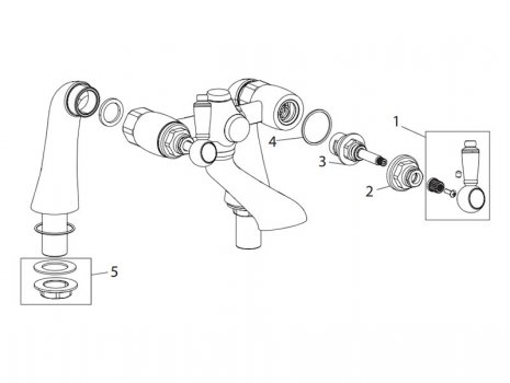 Bristan Renaissance bath mixer (RS2 BF C) spares breakdown diagram