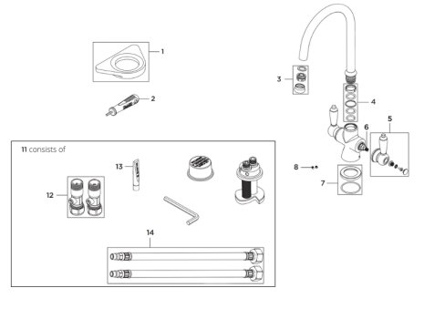 Bristan Renaissance Easyfit Sink Mixer - Brushed Nickel (RS SNK EF BN) spares breakdown diagram