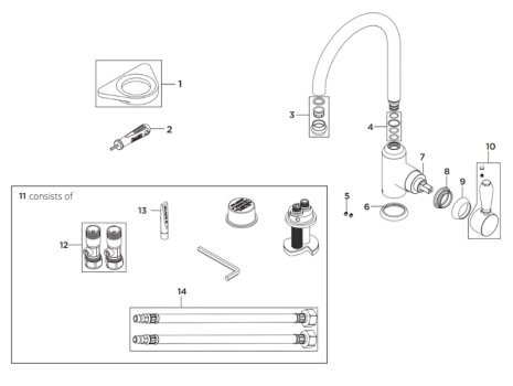 Bristan Renaissance Easyfit Sink Mixer - Chrome (RS SNKSL EF C) spares breakdown diagram