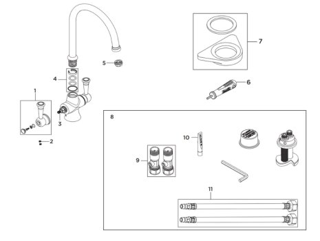 Bristan Sentinel Easyfit Sink Mixer - Brushed Nickel (ST SNK EF BN) spares breakdown diagram