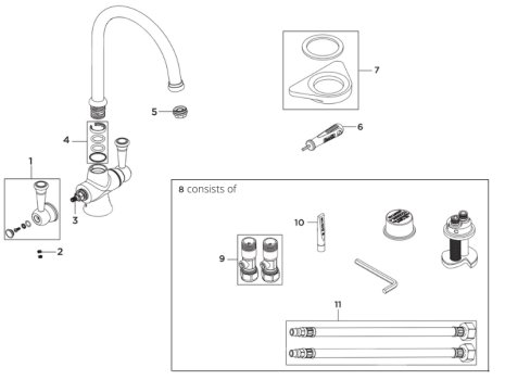 Bristan Sentinel Easyfit Sink Mixer - Chrome (ST SNK EF C) spares breakdown diagram