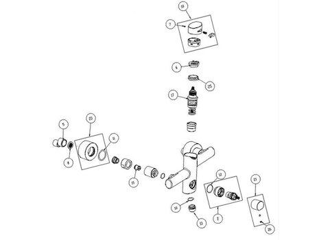 Bristan Sigma bar mixer shower with fittings (SG BARSHX C) spares breakdown diagram