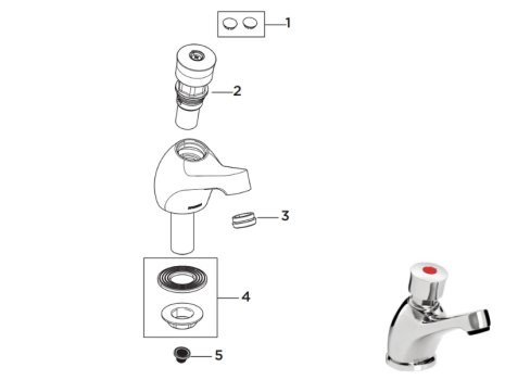 Bristan Single Timed Flow Basin Tap - Chrome (Z2 1/2 C) spares breakdown diagram