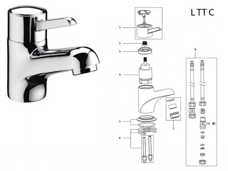 Bristan Tempo lever mixer tap (LTTC) spares breakdown diagram