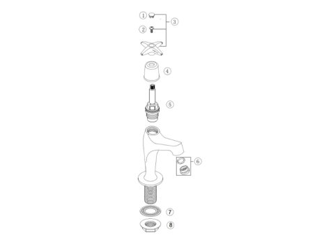 Bristan X Head High Neck Pillar Taps - Chrome (VAX HNK C) spares breakdown diagram