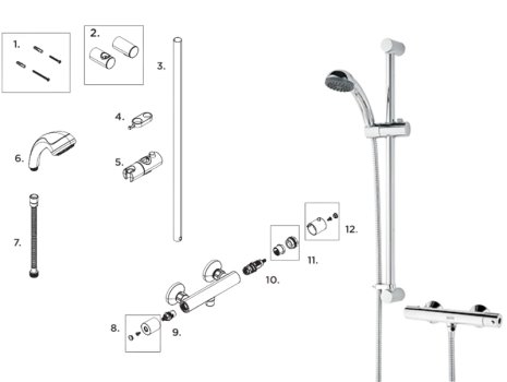 Bristan ZING Safe Touch Bar Shower - Chrome - Mk 2 (06/20 - Onwards) (ZI SHXSMCT C) spares breakdown diagram