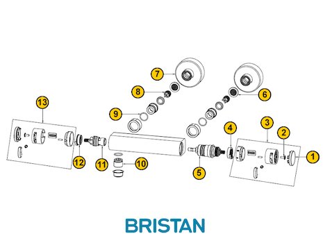 Bristan Artisan bar mixer shower - Mk 2 (Artisan) spares breakdown diagram