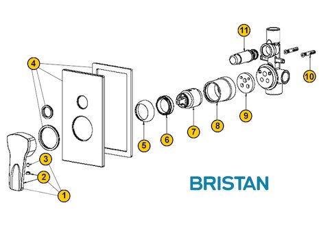 Bristan Capri manual (Capri) spares breakdown diagram