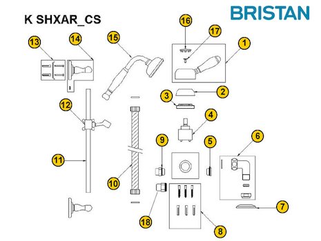 Bristan Colonial Manual Exposed (K SHXAR C) spares breakdown diagram