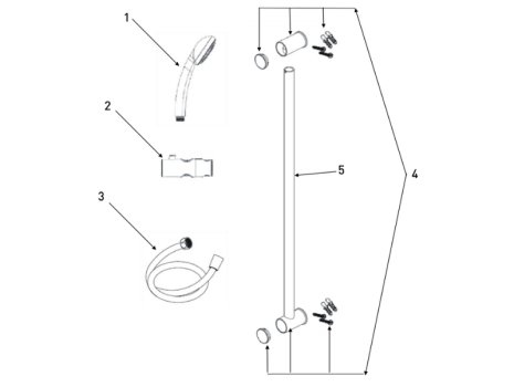 Bristan Single Function Fittings Kit/Shower Rail Set - Chrome (KIT 100 C) spares breakdown diagram