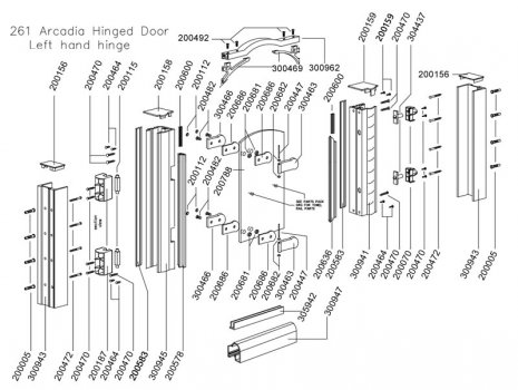 Daryl Arcadia 261 Hinged door spares breakdown diagram