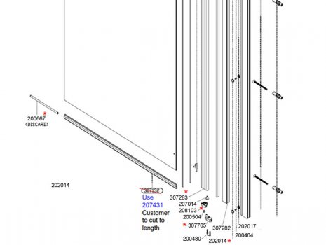 Daryl Aroco 850 curved top screen Lower half view spares breakdown diagram