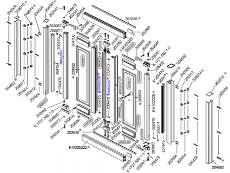 Daryl Aroco Bi-fold door l/h spares breakdown diagram