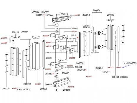 Daryl Cyan 631 Pivot door spares breakdown diagram