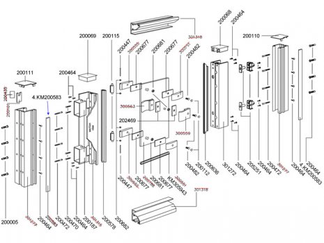 Daryl Cyan 661 Hinged door spares breakdown diagram