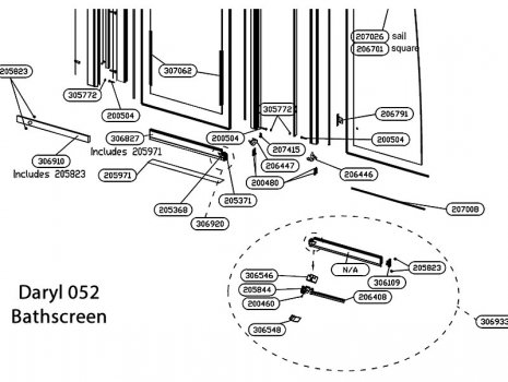Daryl Hydra 052 Bathscreen spares breakdown diagram