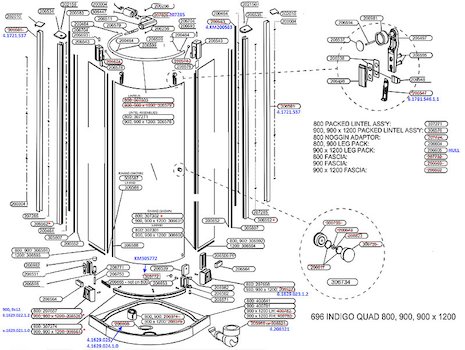 Daryl Indigo 696 Quadrant door spares breakdown diagram