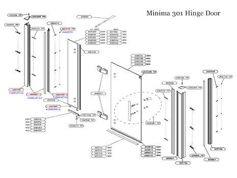 Daryl Minima 301 Hinge door spares breakdown diagram