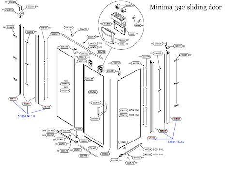 Daryl Minima 392 - 391 sliding spares breakdown diagram