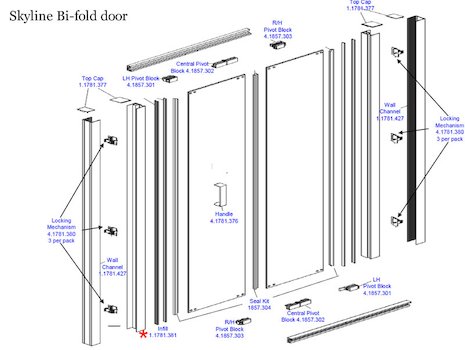 Daryl Skyline Bi-fold door spares breakdown diagram