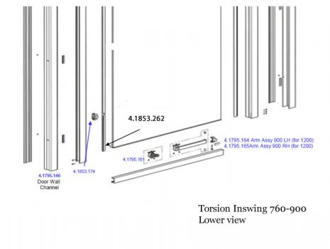 Daryl Torsion inswing 760-900 lower view spares breakdown diagram