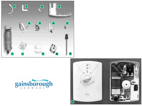 Gainsborough 850 (850) spares breakdown diagram