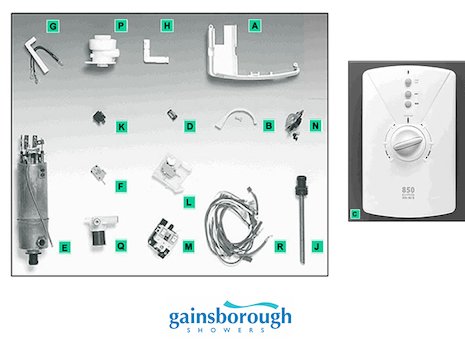 Gainsborough 850 GSi (850 GSi) spares breakdown diagram