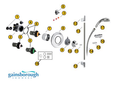 Gainsborough Ambassador - Concealed (Ambassador) spares breakdown diagram