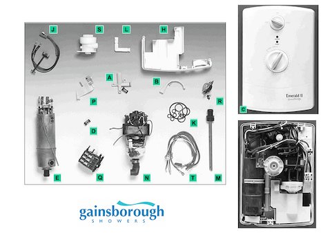 Gainsborough Emerald II (Emerald 2) spares breakdown diagram