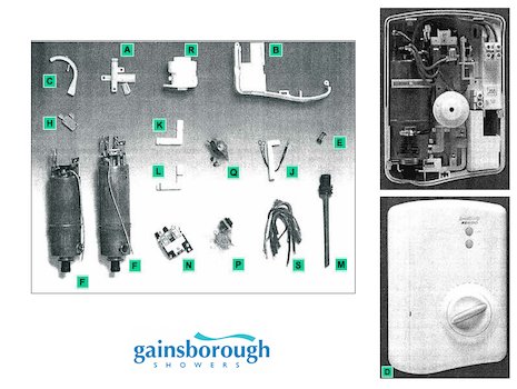 Gainsborough RE600 (RE600) spares breakdown diagram