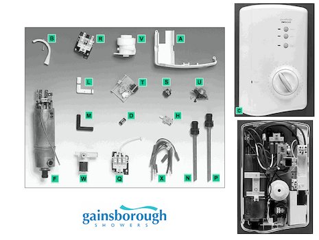 Gainsborough SV800 (SV800) spares breakdown diagram