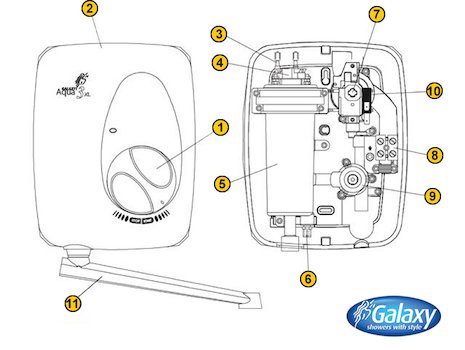 Galaxy Aqua 3XL (Aqua 3XL) spares breakdown diagram