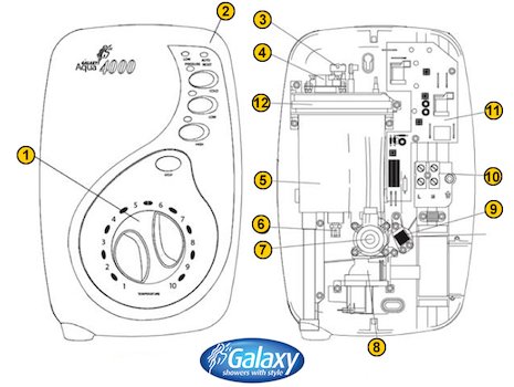 Galaxy Aqua 4000 (Aqua 4000) spares breakdown diagram