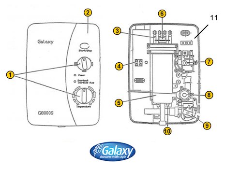 Galaxy G8000S (G8000S) spares breakdown diagram